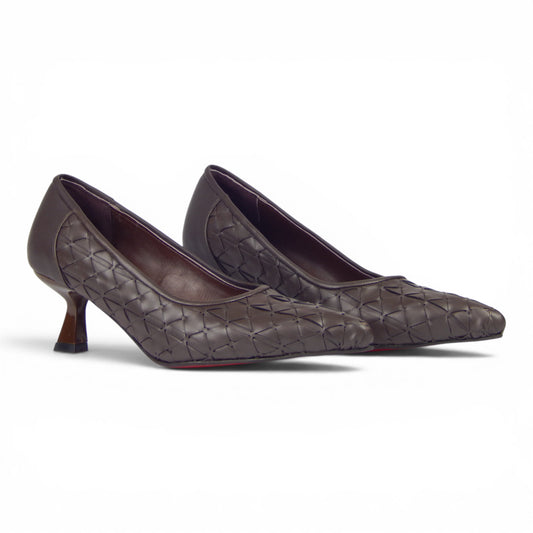 Aurora Geometric Woven Kitten Heel Pumps - scarpehandmade