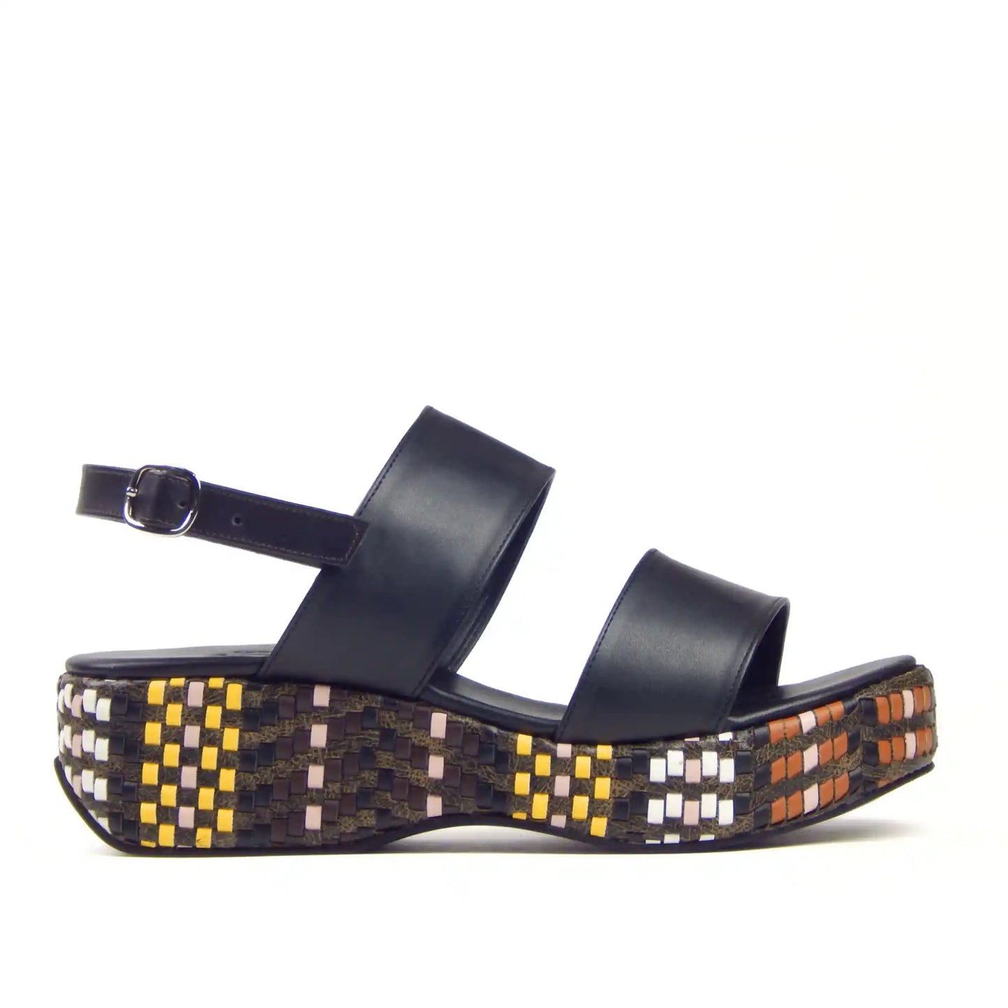 Mosaic Wedge Double-Strap Sandal