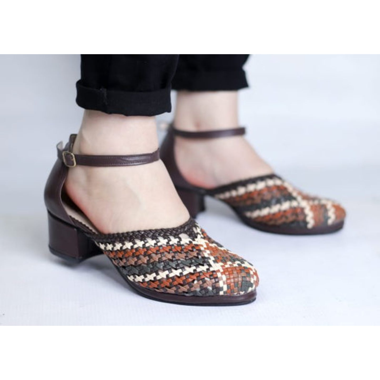 Multicolored braided 3cm sandals R331
