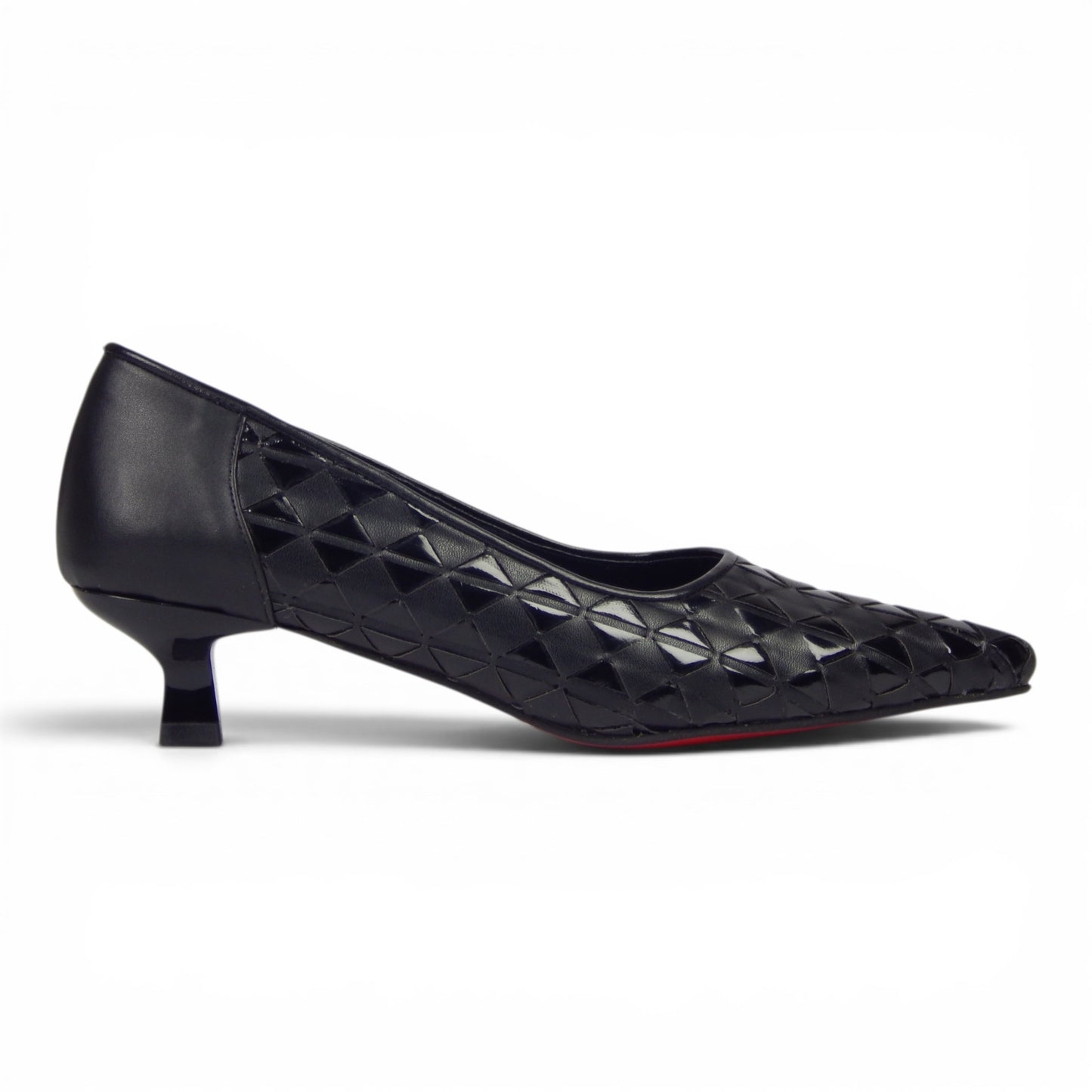 Aurora Geometric Woven Kitten Heel Pumps