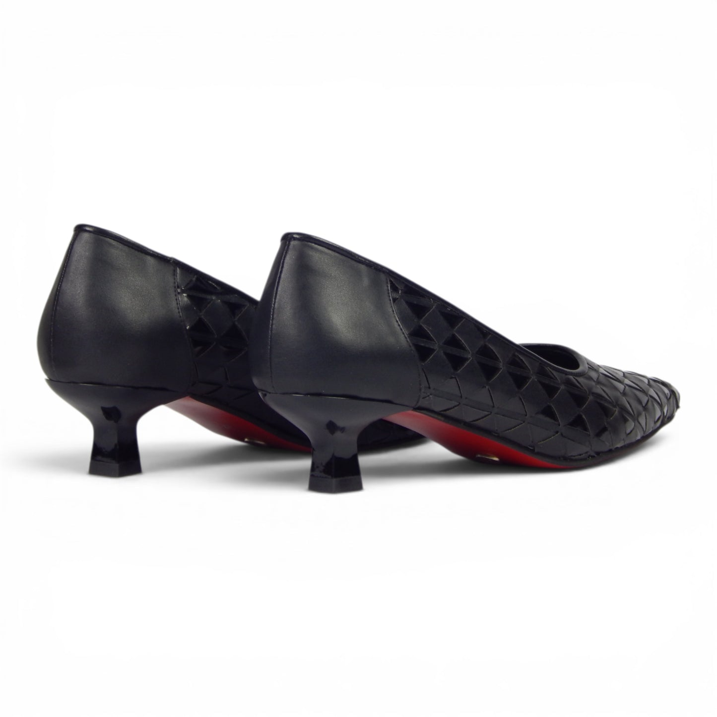 Aurora Geometric Woven Kitten Heel Pumps
