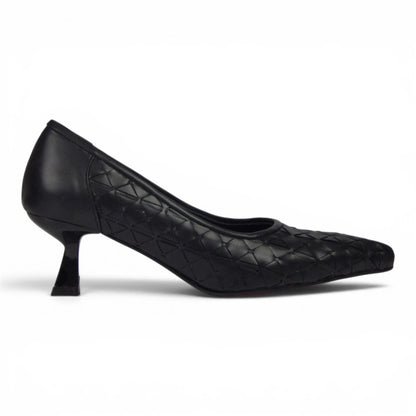 Aurora Geometric Woven Kitten Heel Pumps