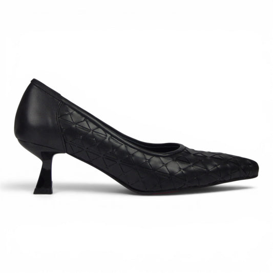 Aurora Geometric Woven Kitten Heel Pumps