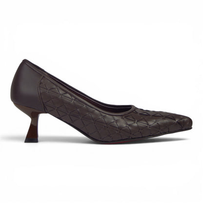 Aurora Geometric Woven Kitten Heel Pumps