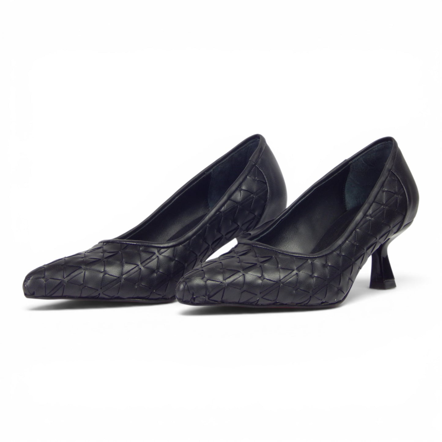Aurora Geometric Woven Kitten Heel Pumps