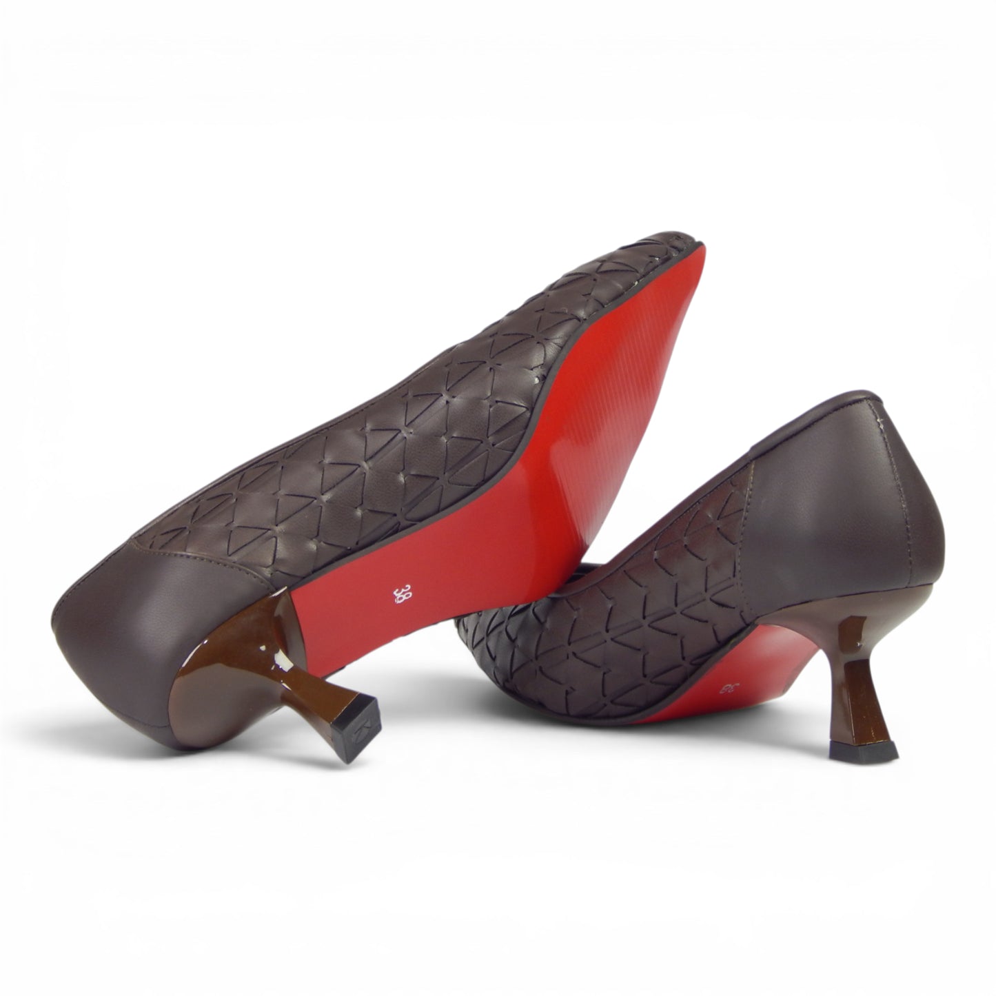 Aurora Geometric Woven Kitten Heel Pumps