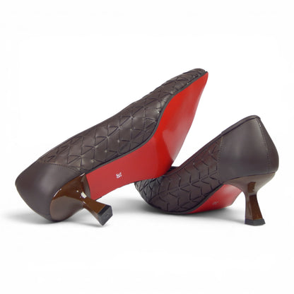 Aurora Geometric Woven Kitten Heel Pumps