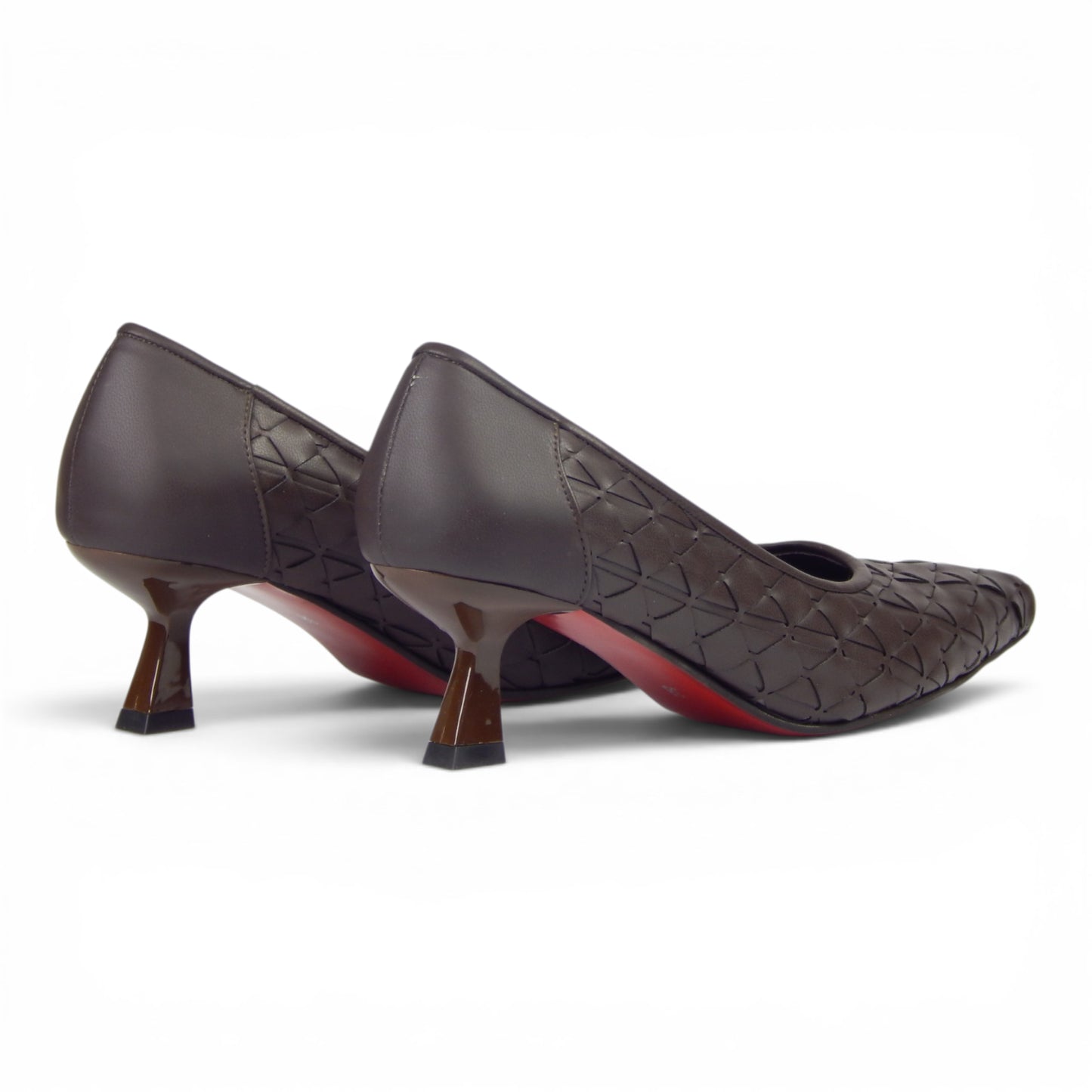 Aurora Geometric Woven Kitten Heel Pumps