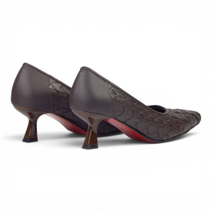 Aurora Geometric Woven Kitten Heel Pumps