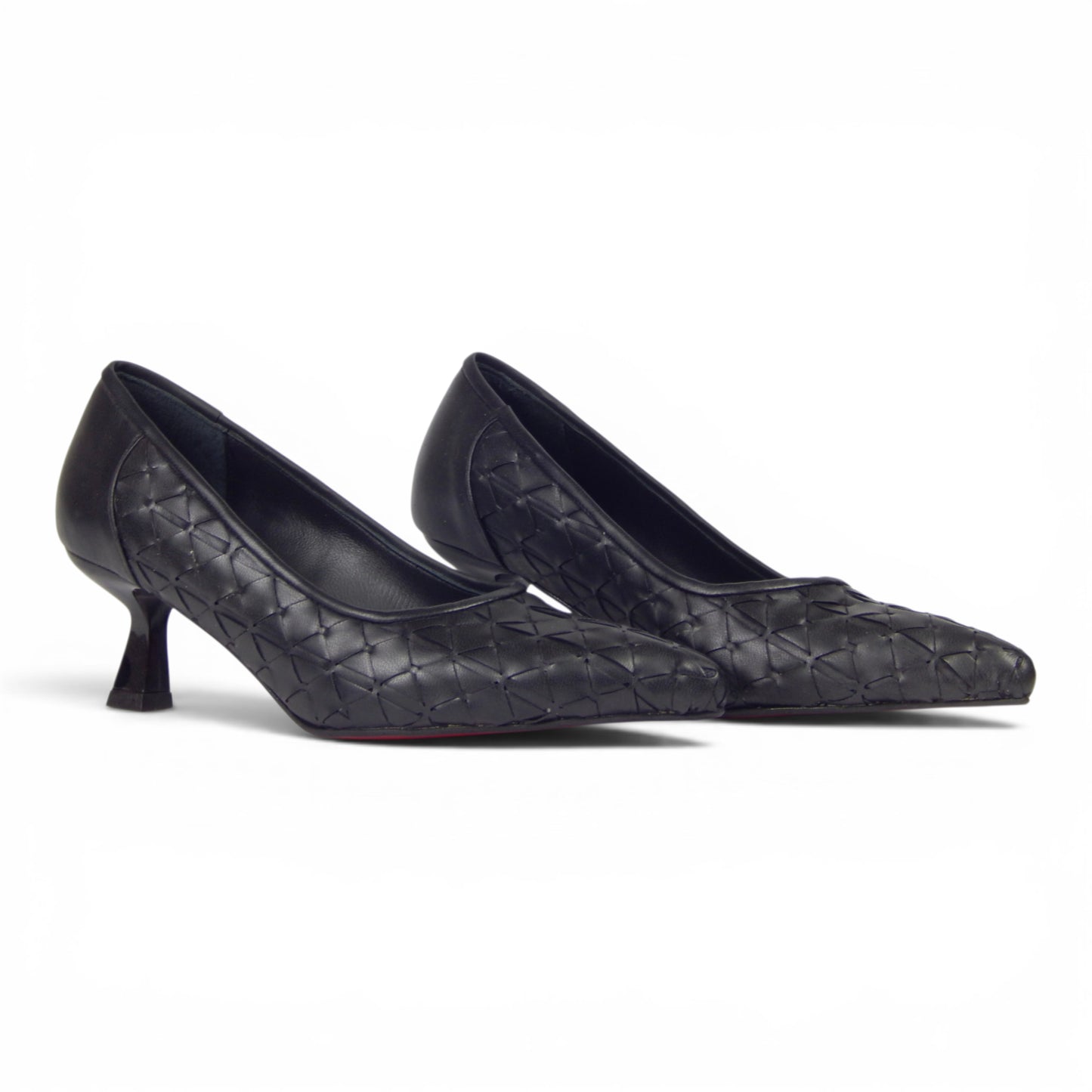 Aurora Geometric Woven Kitten Heel Pumps