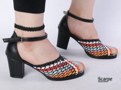 Multicolored braided 5cm sandals R531