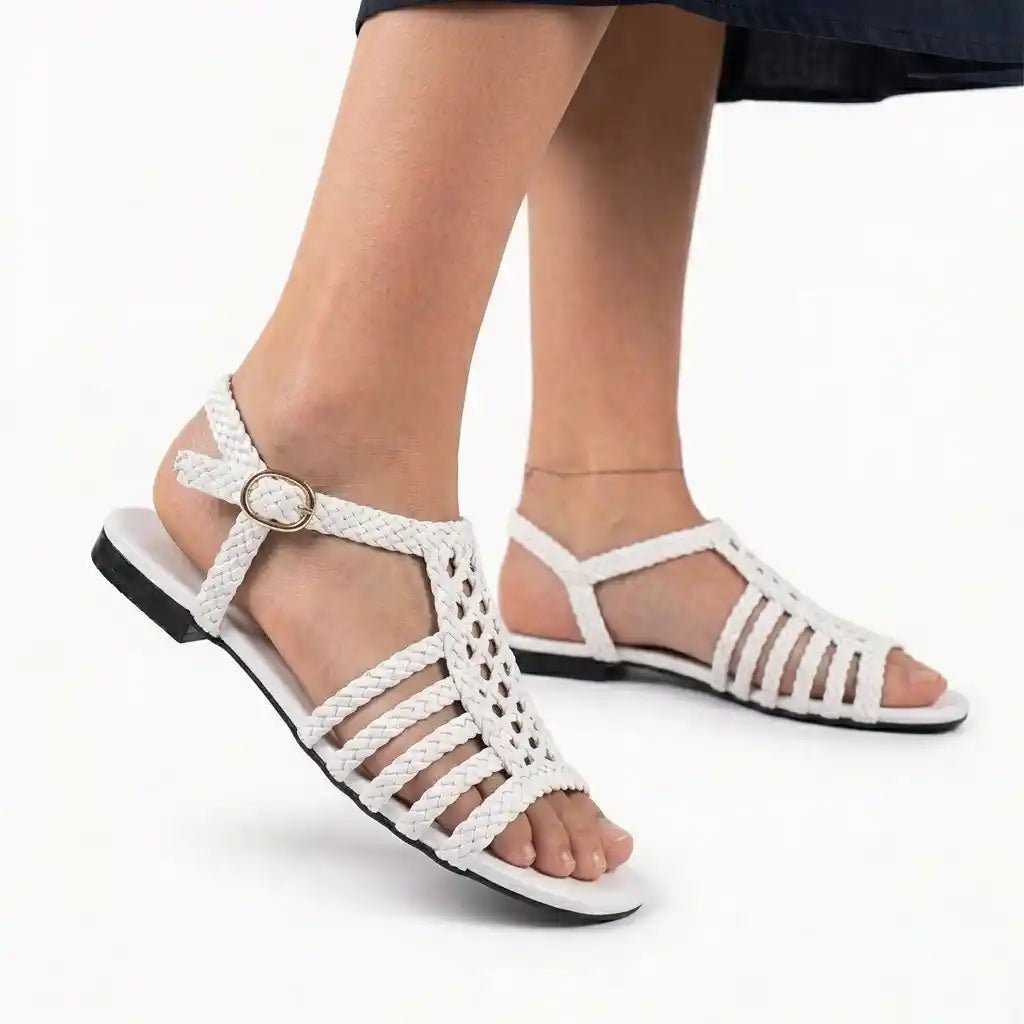 Braided Strappy Flat Sandals R118 - scarpehandmade
