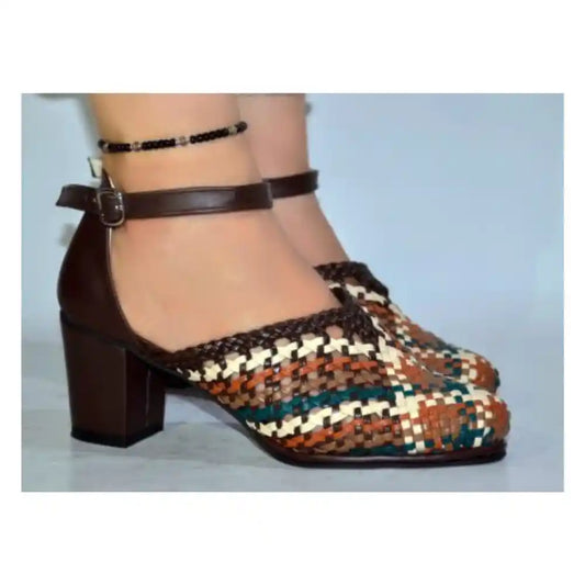 Multicolored braided 5cm sandals R531