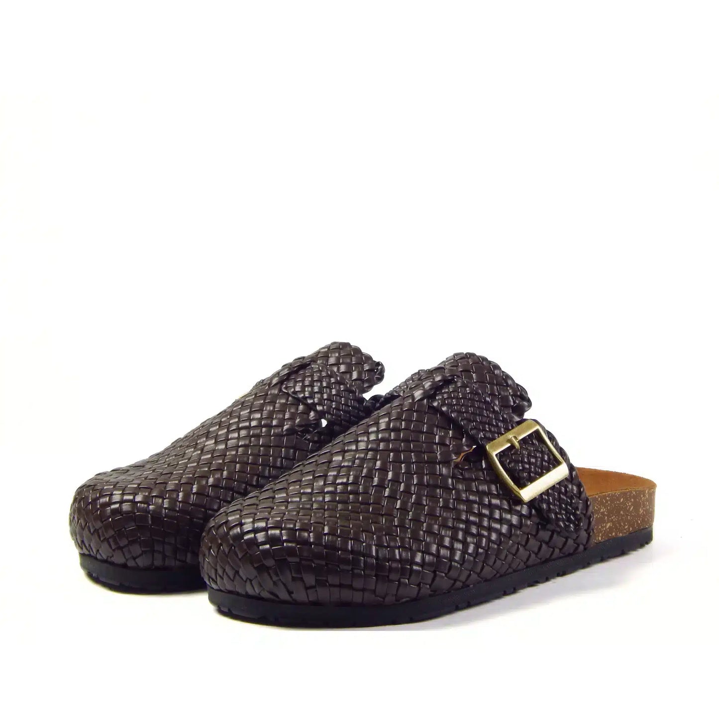 Chestnut Buckle Weave Clog