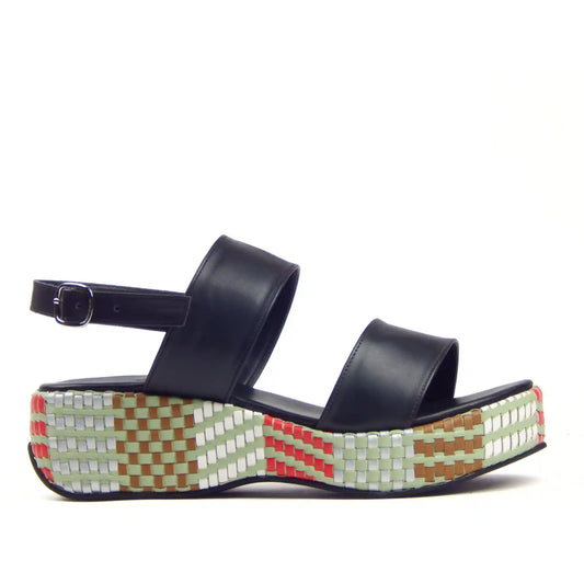 Mosaic Wedge Double-Strap Sandal