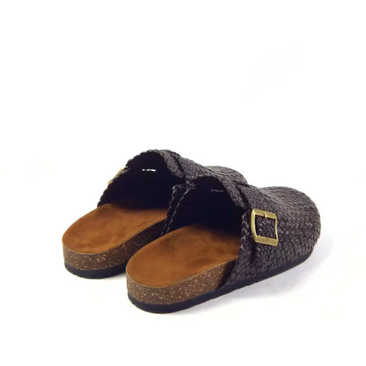 Chestnut Buckle Weave Clog