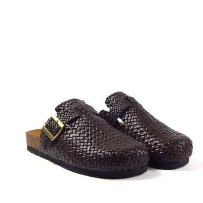 Chestnut Buckle Weave Clog