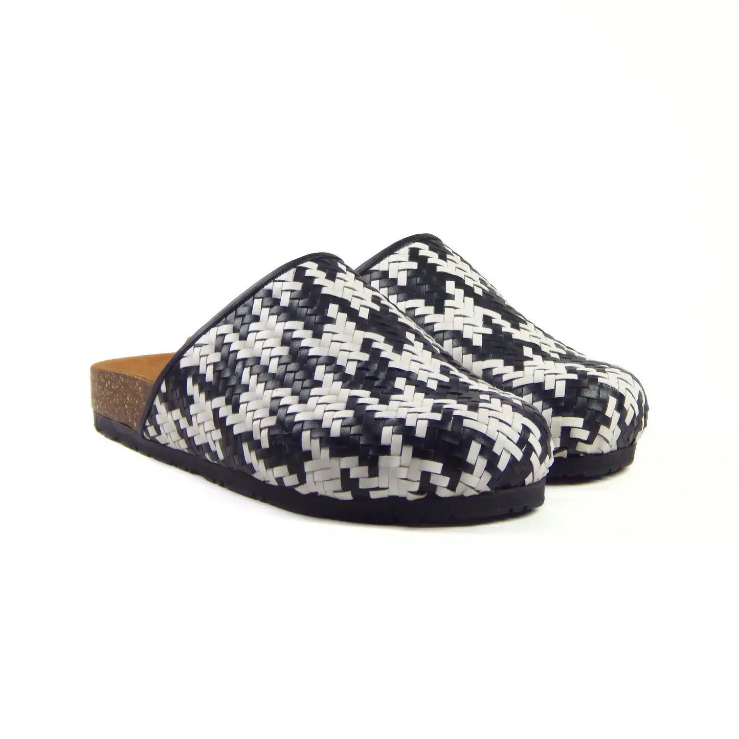 Black and White Houndstooth Clogs - scarpehandmade