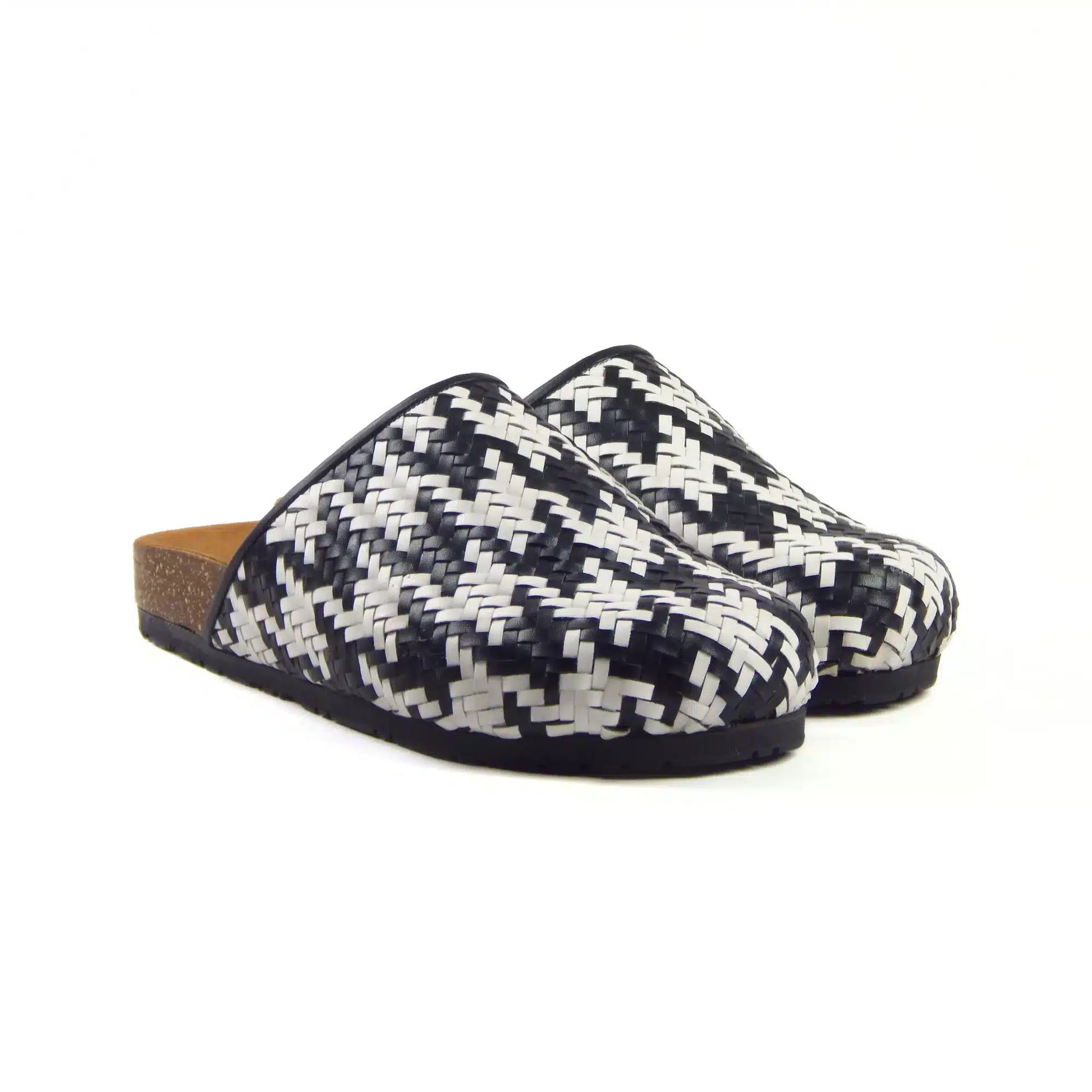 Black and White Houndstooth Clogs - scarpehandmade