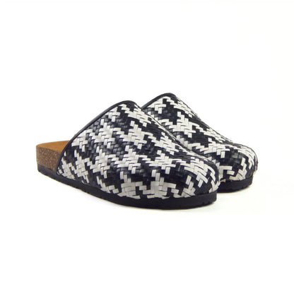 Black and White Houndstooth Clogs - scarpehandmade