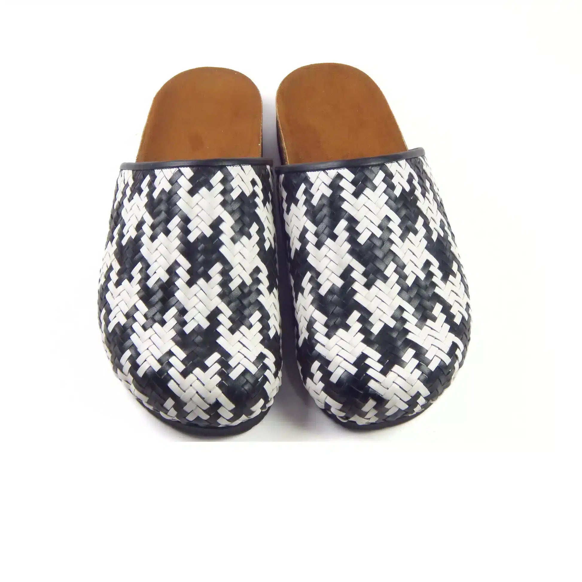 Black and White Houndstooth Clogs - scarpehandmade
