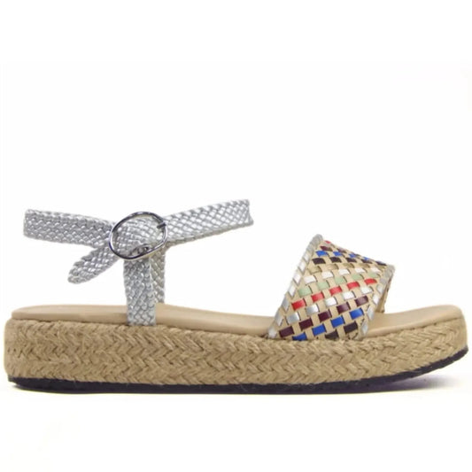 Metallic Cross‑Ankle Espadrille