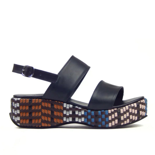 Mosaic Wedge Double-Strap Sandal