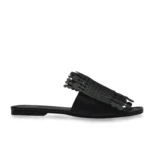 Fringe Disc Leather Slide