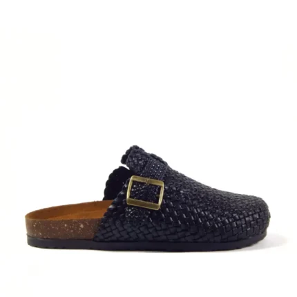 Midnight Buckle Weave Clogs