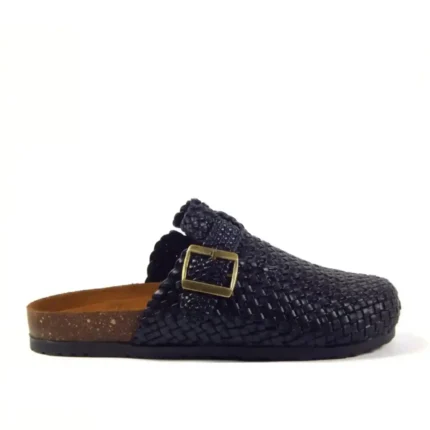 Midnight Buckle Weave Clogs